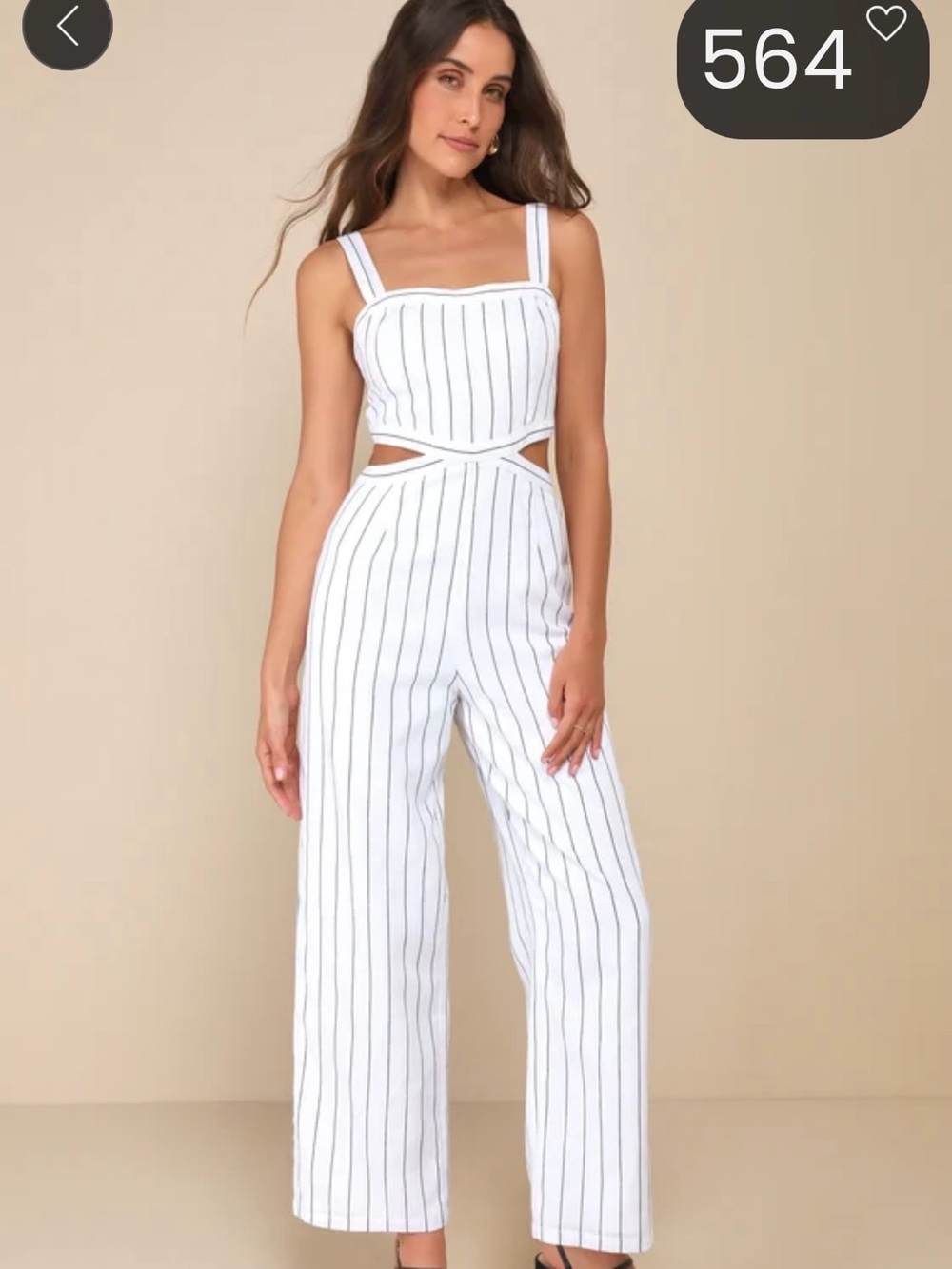 Striped White Cutout Wide-Leg Jumpsuit